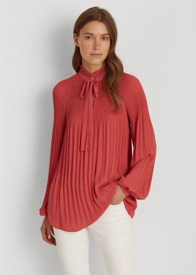 Ralph Lauren Georgette Tie-Neck Top Dame Danmark (FRNVP3540)